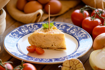 still life with spike typical Spanish potato omelette