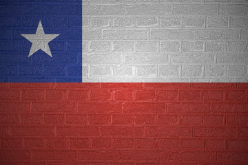 Flag of Chile on brick wall background, 3d illustration