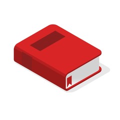 3D illustration - Isometric Red book with red bookmark on white background