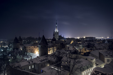 Fototapeta na wymiar winter night view of Tallinn's old town
