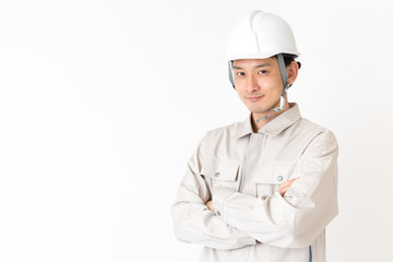 作業服を着た男性　白バックイメージ