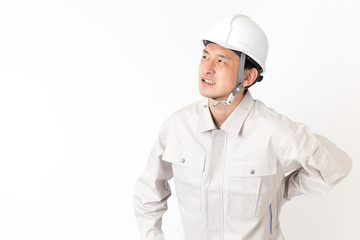 作業服を着た男性　白バックイメージ