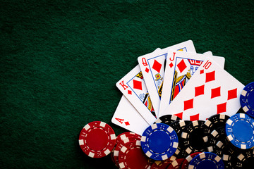 straight flush with poker chips casino