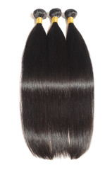 Straight black human hair weaves extensions bundels