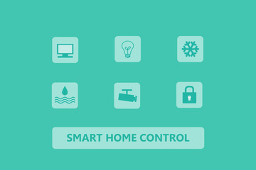 Smart home control icon on green background, web banner, smart home control concept