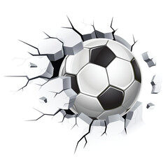 Voetbalbal of voetbal en oude betonnen muurschade. Vector illustraties.