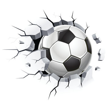 Fototapeta Soccer ball or football and Old concrete wall damage. Vector illustrations.