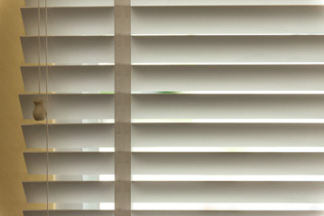 Venetian blinds by the window or blinds window , blinds window decoration concept.