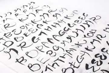 Paper letters. alphabet on a white background. Handmade