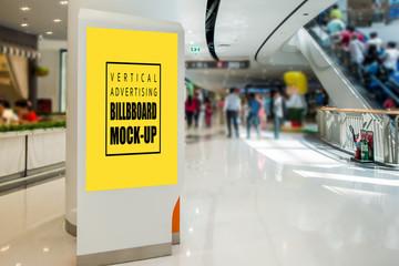 Vertical Mock up advertising roll up at the mall