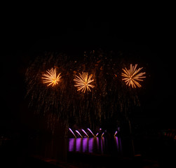 Beautiful colorful fireworks display on celebration night