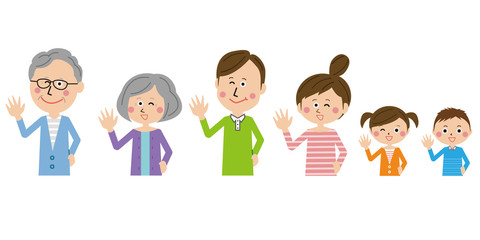 ポップな3世代家族ハーイ　上半身