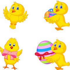 Cartoon little chick with Easter egg