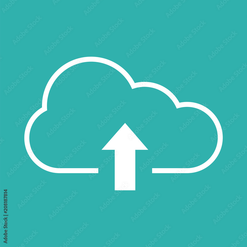 Poster upload icon with cloud and arrow