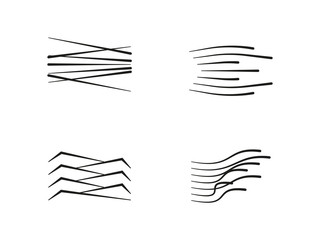 Set of speed lines with different angle and design arranged on white background