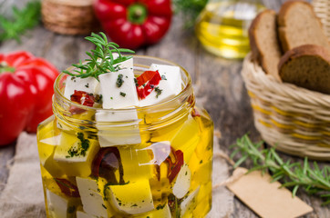 Traditional white cheese slices