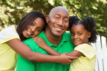 African American father and his children.