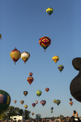 Obraz premium Hot air balloons flying in the sky