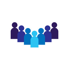 People Icon. Business corporate team working together. Social network group logo symbol. Crowd sign. Leadership or community concept. Vector illustration in flat style.