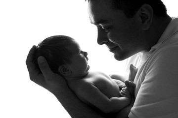Man hold newborn baby