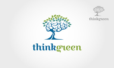Think green vector logo illustration. This logo is great for agent, office, eco concept, consult, service, technology or any other business