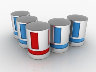 3d rendering Database storage network concept
