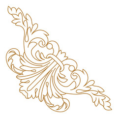Fototapeta premium Golden vintage baroque ornament, corner. Retro pattern antique style acanthus. Decorative design element filigree calligraphy vector. - stock vector