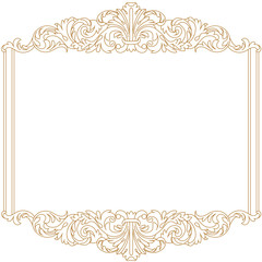 Golden vintage border frame engraving with retro ornament pattern in antique baroque style decorative design. Vector