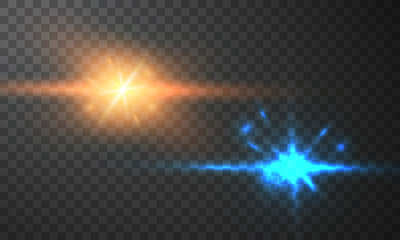 Burning fire on a transparent background. Neon blue sparkling shine and bokeh lights. Sparkling tails of comets. Glowing light particles with a flash effect.