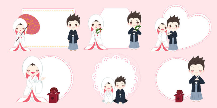 cartoon japanese wedding couple