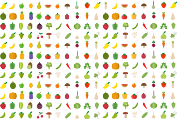 Poster Isolated vegetables fruits background. vector illustration © photoraidz