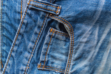 Close up blue jeans background and texture