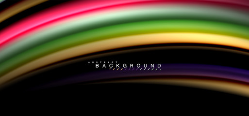 Multicolored wave lines on black background design
