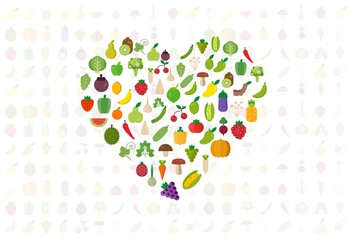 vegetables fruits organic background. vector illustration