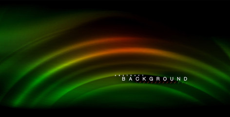 Neon glowing wave, magic energy and light motion background