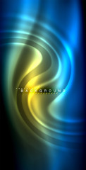 Neon glowing wave, magic energy and light motion background