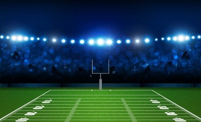 Fototapeta na wymiar American football arena field with bright stadium lights design. Vector illumination