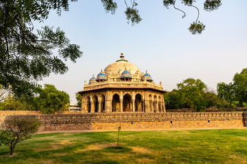 Beautiful Humayun's tomb in Delhi India. Unesco protected monument made by white marble and red sand stone.