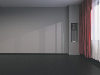 empty room with a window and  a niche, 3d