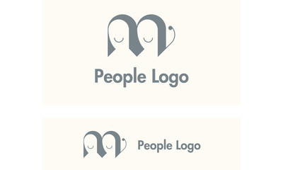 People Logo for brand, company, startup. Medieval gothic style portrait of two people