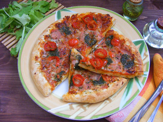 A delicious pizza slice with tasty cheese