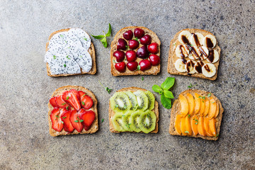 Sandwiches of toast with peanut butte