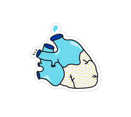 Real anatomy heart with aorta drop blood sticker