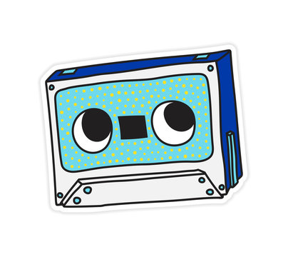 Compact Audio Cassette Musicassette music tape sticker vector il
