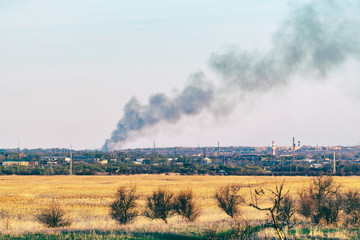 Smoke from a fire in distance