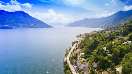 View of Brissago overlooking Lake Maggiore in Switzerland.
