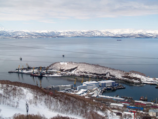 Petropavlovsk-Kamchatsky from the observation deck on the Petrovskaya Sopka