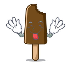 Tongue out chocolate ice cream mascot cartoon