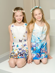 Two beautiful little girls in the studio.