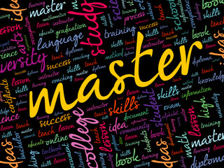 Master word cloud collage, education concept background